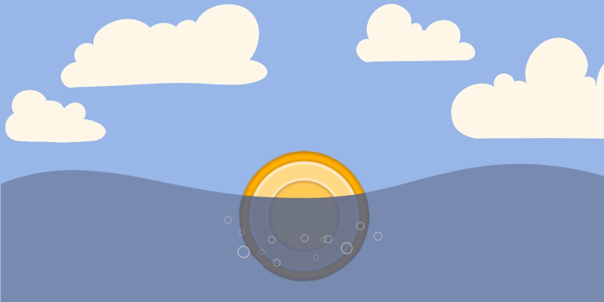 A graphic of a coin sinking